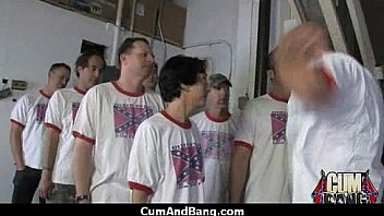 Ebony slut blows a group of horny dudes 5