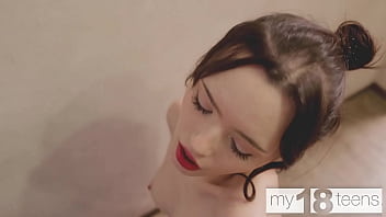 My18teens petite girl with a perfect skinny body teasing her pussy in the shower