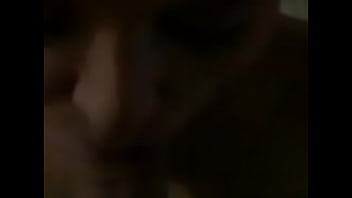 Hubby massaging my boobs while i deep throat his cock