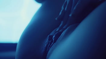 Blue mood slow motion squirting closeup