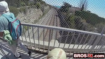 Oil her up and watch this big booty blonde go wild in public