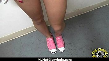 Ebony teen cleaning all the cocks at gloryhole 6