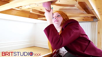 Victoria greene sucks cock and gets her uniform drenched in cum at the milking table