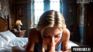 Novinha loira pagando boquete