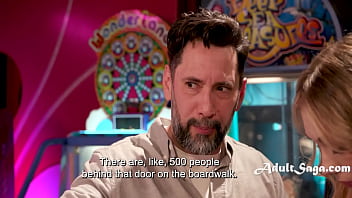 Stepdad and stepdaughter seize their alone time at the arcade