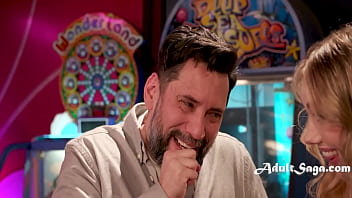 Stepdad and stepdaughter seize their alone time at the arcade