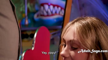 Stepdad and stepdaughter seize their alone time at the arcade