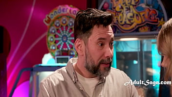 Stepdad and stepdaughter seize their alone time at the arcade