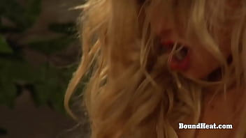 Sexy busty lesbian slave fingering with mistress and masturbating