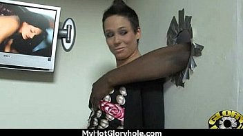 Hot couple having oral sex in gloryhole interracial 9