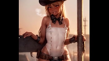 ガーターベルトと太ももがかわいいカウガール娘 thumbnail