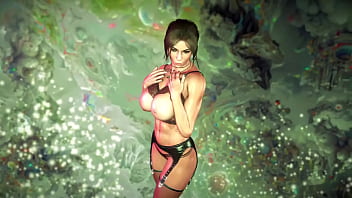 Muscular milf lara croft in sexy underwear teases you with his oiled body
