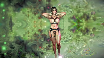 Muscular milf lara croft in sexy underwear teases you with his oiled body