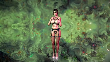 Muscular milf lara croft in sexy underwear teases you with his oiled body