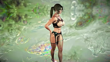 Muscular milf lara croft in sexy underwear teases you with his oiled body