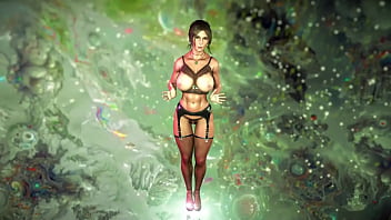 Muscular milf lara croft in sexy underwear teases you with his oiled body