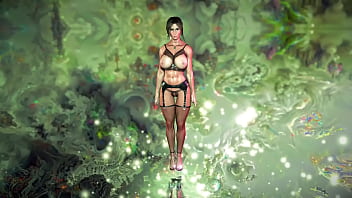 Muscular milf lara croft in sexy underwear teases you with his oiled body