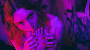 Sub girl with big feet locked to spreader bar for the pleasure of her goddess