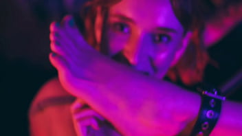 Sub girl with big feet locked to spreader bar for the pleasure of her goddess