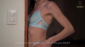 Lola spinner uses her blue lingerie and petite colombian body to seduce a man into stuffing her tight pink pussy