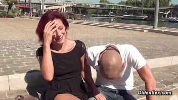 Redhead small tits milf morgane dell enjoys getting a tan before ninos paoli brings her in appartment where fucks her in lingerie and high heels