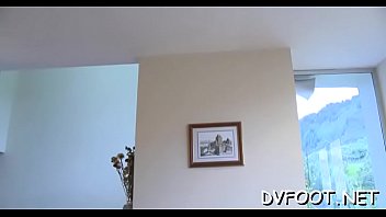 Girl foot fucks dude's throat