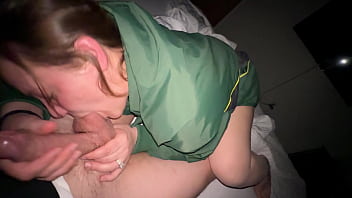 Sexy milf slobbers on dick and balls