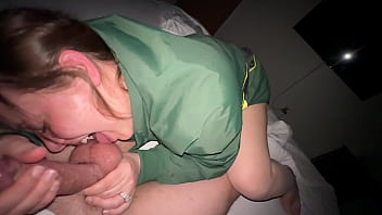 Sexy milf slobbers on dick and balls