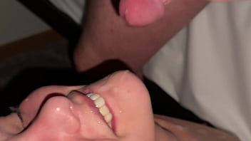 Sexy milf slobbers on dick and balls