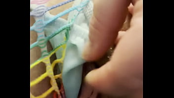 Rainbow clad joan day plays with herself and shakes big ass