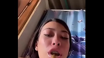 Puke eating practice for filthy latina teen