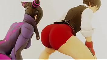 Street fighter sakura x juri booty shaking face twerking