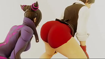 Street fighter sakura x juri booty shaking face twerking Street fighter sakura x juri booty shaking face twerking