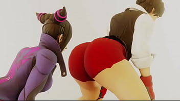Street fighter sakura x juri booty shaking face twerking