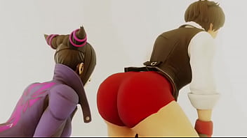Street fighter sakura x juri booty shaking face twerking Street fighter sakura x juri booty shaking face twerking