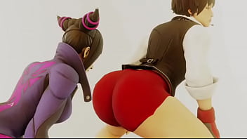 Street fighter sakura x juri booty shaking face twerking Street fighter sakura x juri booty shaking face twerking