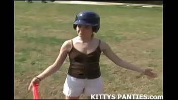 Cute kitty flashing her panties in public