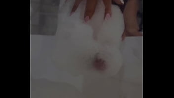 Monika fox foam games in the bathroom with a pink toy