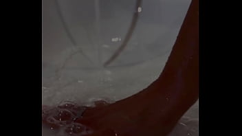 Monika fox foam games in the bathroom with a pink toy