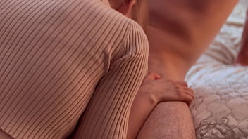 Russian girl pleased a guy with a wet pussy in bed