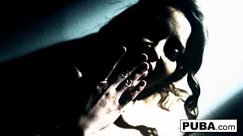 Hot brunette fucks herself