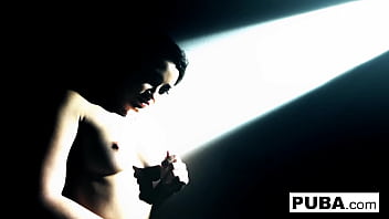 Hot brunette fucks herself