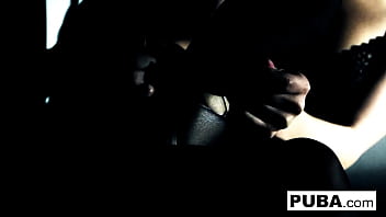 Hot brunette fucks herself