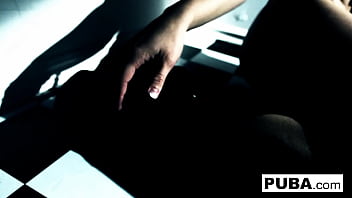 Hot brunette fucks herself