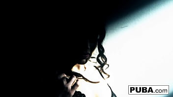 Hot brunette fucks herself