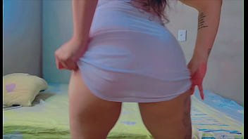 Wearing a white dress going to the meeting without panties