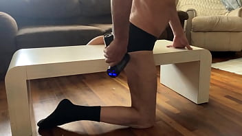 Preview Of Agressive Myofascial Pressure And Release Stretching On Table In Underwear With Percussion Massager thumbnail