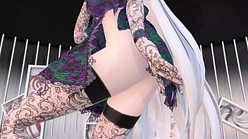 Yowane haku undress dance sexy lingerie hentai stickysticky song mmd 3d purple clothes clip