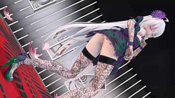 Yowane haku undress dance sexy lingerie hentai stickysticky song mmd 3d purple clothes clip