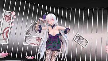 Yowane haku undress dance sexy lingerie hentai stickysticky song mmd 3d purple clothes clip